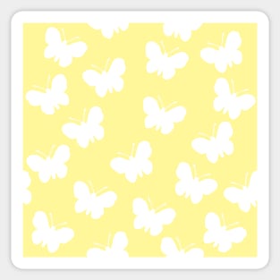 Yellow and white butterfly print Sticker